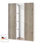 Draaideurkast Arizona Sleep Alpinewit/santana eikenhouten look - Breedte: 150 cm - 2 deuren - Zonder passe-partout lijst - Zonder verlichting - 1 spiegeldeur