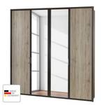 Draaideurkast Arizona Sleep Havanna/santana eikenhouten look - Breedte: 200 cm - 4 deuren - Met passe-partout lijst - Zonder verlichting - 2 spiegeldeuren