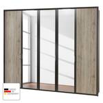 Draaideurkast Arizona Sleep Havanna/santana eikenhouten look - Breedte: 250 cm - 5 deuren - Met passe-partout lijst - Met verlichting - 3 spiegeldeuren