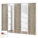 Draaideurkast Arizona Sleep Alpinewit/santana eikenhouten look - Breedte: 250 cm - 5 deuren - Met passe-partout lijst - Met verlichting - 2 spiegeldeuren