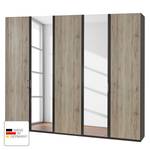 Draaideurkast Arizona Sleep Havanna/santana eikenhouten look - Breedte: 250 cm - 5 deuren - Zonder passe-partout lijst - Zonder verlichting - 2 spiegeldeuren