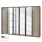 Draaideurkast Arizona Sleep Havanna/santana eikenhouten look - Breedte: 300 cm - 6 deuren - Met passe-partout lijst - Met verlichting - 4 spiegeldeuren