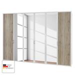 Draaideurkast Arizona Sleep Alpinewit/santana eikenhouten look - Breedte: 300 cm - 6 deuren - Met passe-partout lijst - Zonder verlichting - 4 spiegeldeuren