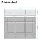 Drehtürenschrank Arizona Sleep Havanna / Eiche Santana Dekor - Breite: 300 cm - 6 Türen - Ohne Passepartoutrahmen - Ohne Beleuchtung - 2 Spiegeltüren