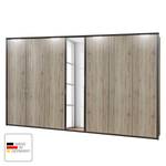 Draaideurkast Arizona Sleep Havanna/santana eikenhouten look - Breedte: 350 cm - 7 deuren - Met passe-partout lijst - Met verlichting - 1 spiegeldeur