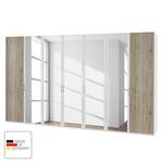 Draaideurkast Arizona Sleep Alpinewit/santana eikenhouten look - Breedte: 350 cm - 7 deuren - Zonder passe-partout lijst - Zonder verlichting - 5 spiegeldeuren