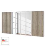 Draaideurkast Arizona Sleep Alpinewit/santana eikenhouten look - Breedte: 400 cm - 8 deuren - Met passe-partout lijst - Zonder verlichting - 4 spiegeldeuren