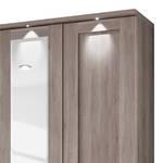 Armoire à portes battantes Bergamo Imitation chêne truffier - Largeur : 300 cm - Avec corniche - Avec éclairage - 2 miroir