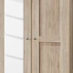 Armoire à portes battantes Bergamo Imitation chêne brut de sciage - Largeur : 200 cm - Sans corniche - Sans éclairage - 2 miroir