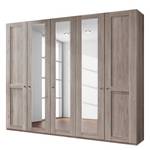 Armoire à portes battantes Bergamo Imitation chêne truffier - Largeur : 250 cm - Sans corniche - Sans éclairage - 3 miroir