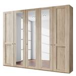 Armoire à portes battantes Bergamo Imitation chêne brut de sciage - Largeur : 250 cm - Sans corniche - Sans éclairage - 3 miroir