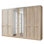 Armoire à portes battantes Bergamo Imitation chêne brut de sciage - Largeur : 300 cm - Sans corniche - Sans éclairage - 2 miroir