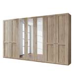 Armoire à portes battantes Bergamo Imitation chêne de Santana - Largeur : 350 cm - Sans corniche - Sans éclairage - 3 miroir