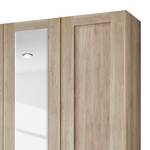 Armoire à portes battantes Bergamo Imitation chêne brut de sciage - Largeur : 350 cm - Sans corniche - Sans éclairage - 5 miroir