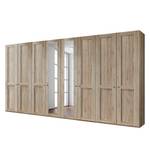 Armoire à portes battantes Bergamo Imitation chêne de Santana - Largeur : 400 cm - Sans corniche - Sans éclairage - 2 miroir