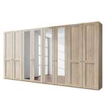 Armoire à portes battantes Bergamo Imitation chêne brut de sciage - Largeur : 400 cm - Sans corniche - Sans éclairage - 4 miroir