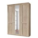 Armoire à portes battantes Bergamo Imitation chêne brut de sciage - Largeur : 150 cm - Avec corniche - Sans éclairage - 1 miroir
