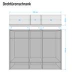 Drehtürenschrank Bergamo Eiche Santana Dekor - Breite: 250 cm - Mit Kranzblende - Ohne Beleuchtung - 3 Spiegeltüren