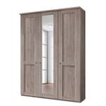 Armoire à portes battantes Bergamo Imitation chêne truffier - Largeur : 150 cm - Avec corniche - Sans éclairage - 1 miroir