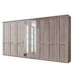 Armoire à portes battantes Bergamo Imitation chêne truffier - Largeur : 400 cm - Avec corniche - Sans éclairage - 2 miroir