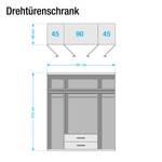 Draaideurkast Bernau Bruin/wit - Breedte: 181 cm