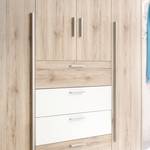 Armoire à portes battantes Bright Imitation chêne de San Remo clair / Blanc brillant - Largeur : 180 cm - 4 portes