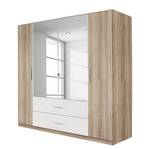 Draaideurkast Bustas Lichte San Remo eikenhouten look/alpinewit - Breedte: 181 cm - 4 deuren