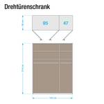 Draaideurkast Casano deels massief wild eikenhout - Breedte: 142 cm - 3 deuren - Zonder passe-partout lijst - 1 spiegeldeur