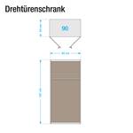 Drehtürenschrank Celle Alpinweiß / Hochglanz Lavagrau - Breite: 91 cm