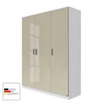 Drehtürenschrank Celle Alpinweiß / Hochglanz Sandgrau - Breite: 136 cm