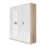 Armoire à portes battantes Celle Imitation chêne de Sonoma / Blanc brillant - Largeur : 136 cm