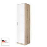 Drehtürenschrank Celle Eiche Sonoma Dekor / Hochglanz Weiß - Breite: 47 cm