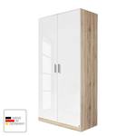 Armoire à portes battantes Celle Imitation chêne de Sonoma / Blanc brillant - Largeur : 91 cm