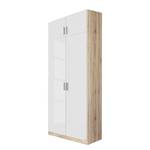 Armoire à portes battantes Celle Imitation chêne de Sonoma / Blanc brillant - Largeur : 91 cm