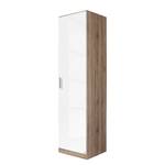 Armoire à portes battantes Celle Blanc brillant / Imitation chêne de San Remo clair - Largeur : 47 cm