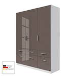 Armoire à portes battantes Celle I Blanc alpin / Gris lava brillant - Largeur : 136 cm