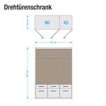 Drehtürenschrank Celle I Alpinweiß / Hochglanz Sandgrau - Breite: 136 cm