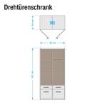 Drehtürenschrank Celle I Alpinweiß / Hochglanz Sandgrau - Breite: 91 cm