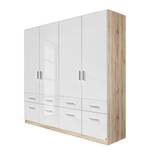 Armoire à portes battantes Celle I Blanc brillant / Imitation chêne de Sonoma - Largeur : 181 cm