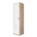 Armoire à portes battantes Celle I Blanc brillant / Imitation chêne de Sonoma - Largeur : 47 cm