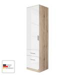 Armoire à portes battantes Celle I Blanc brillant / Imitation chêne de Sonoma - Largeur : 47 cm