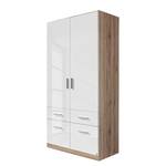 Armoire à portes battantes Celle I Blanc brillant / Imitation chêne de San Remo - Largeur : 91 cm