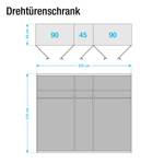 Draaideurkast Chalet wit eikenhouten look - Breedte: 225 cm - 5 deuren