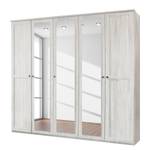 Armoire à portes battantes Chalet Imitation chêne blanc - Largeur : 225 cm - 5 portes