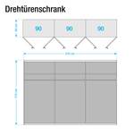 Drehtürenschrank Chalet Weißeiche Dekor - Breite: 270 cm - 6 Türen