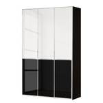 Drehtürenschrank Chicago I Glas Weiß / Glas Schwarz - 150 x 216 cm - 3 Türen