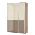 Drehtürenschrank Chicago I Glas Magnolie / Glas Sahara - 150 x 216 cm - 3 Türen