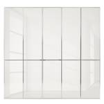 Drehtürenschrank Chicago I Weiß / Glas Weiß - 250 x 216 cm - 5 Türen