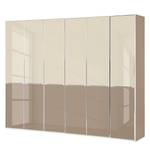 Drehtürenschrank Chicago I Glas Magnolie / Glas Sahara - 300 x 236 cm - 6 Türen