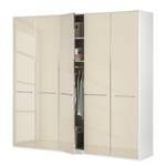 Drehtürenschrank Chicago I Alpinweiß / Glas Magnolie - 250 x 216 cm - 5 Türen